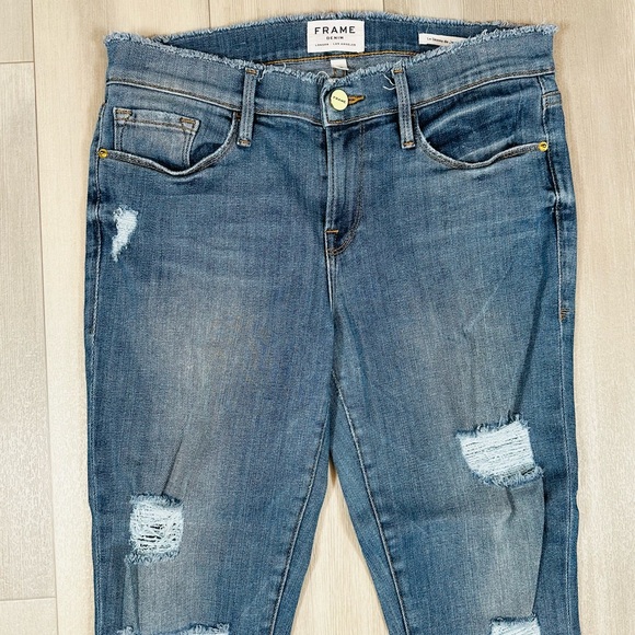 Frame Denim Women's Le Skinny de Jeanne Distressed Blue Jeans Size 28 - Picture 3 of 9